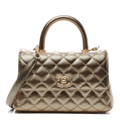 Chanel Metallic Caviar Quilted Mini Coco Handle Flap Gold 1 of 9