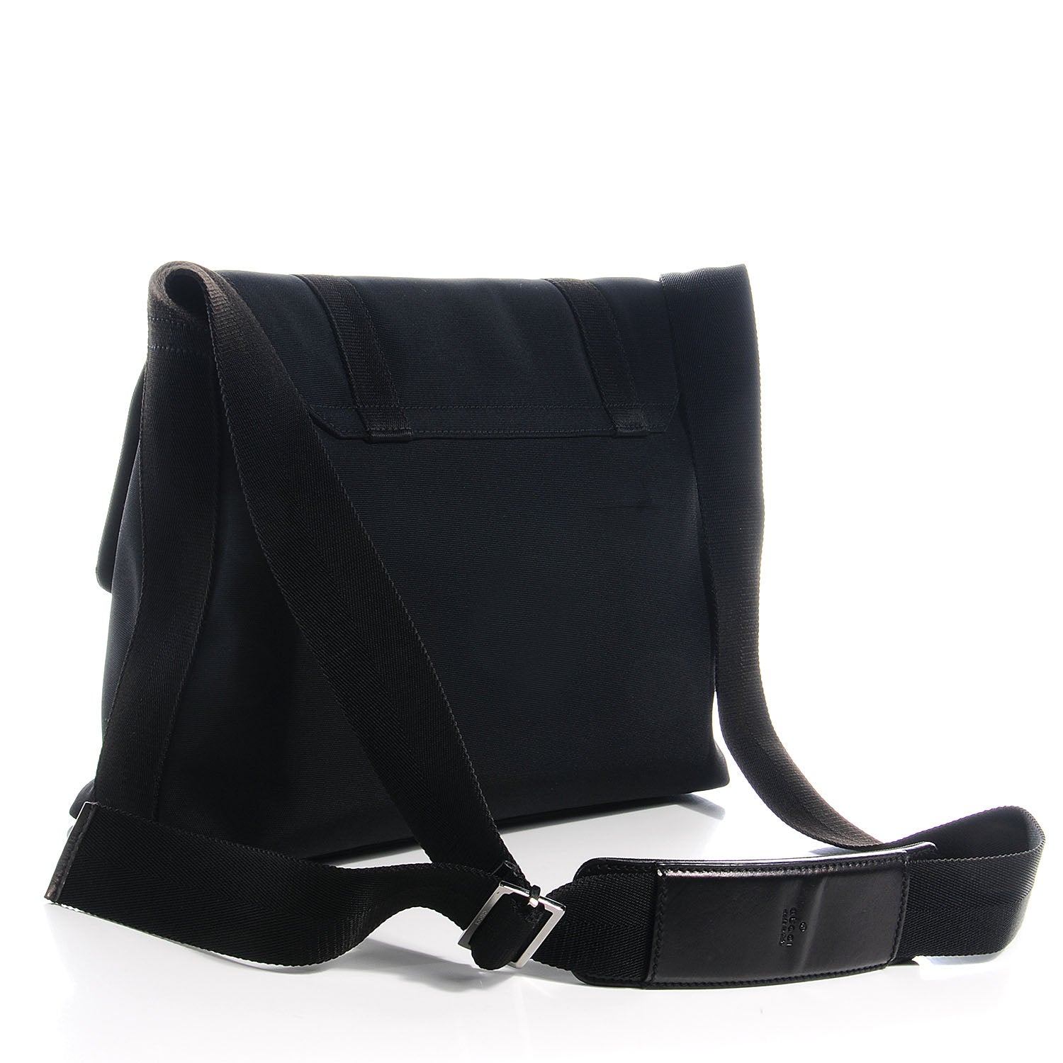 Gucci Nylon Medium Double Buckle Flap Messenger Bag Black 3 of 8