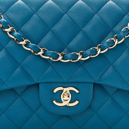 Chanel Caviar Quilted Jumbo Double Flap Blue 7 of 11