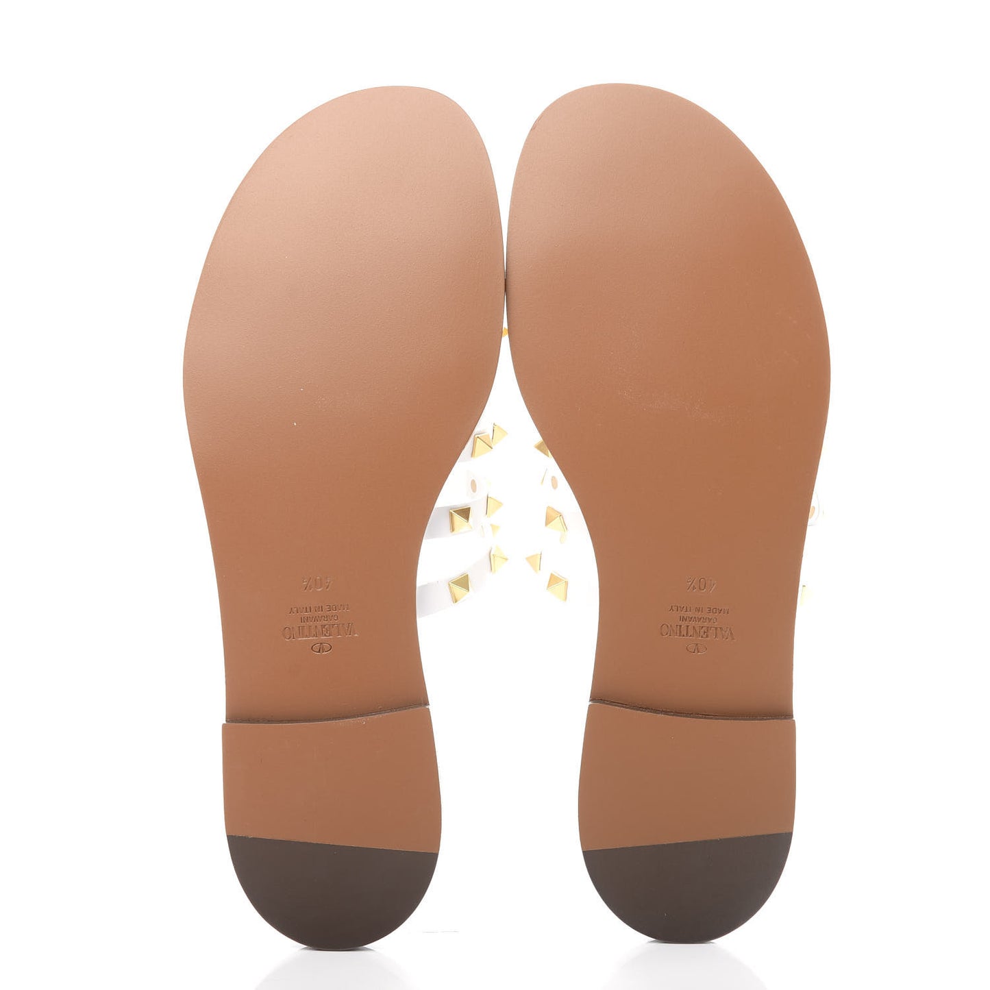Calfskin Rockstud Flair Caged Flat Slide Sandals 40.5 White