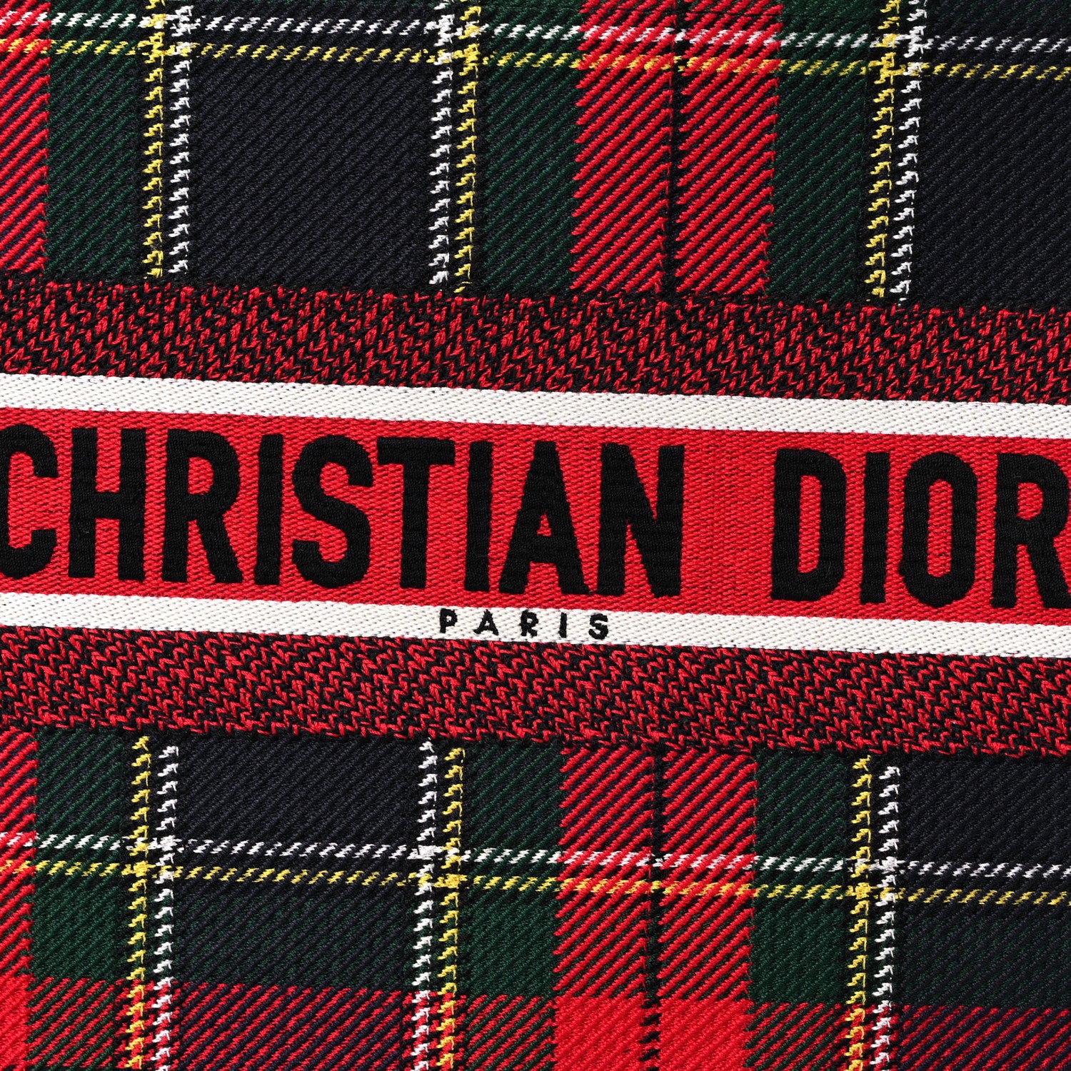 Christian Dior Canvas Embroidered Medium Tartan Check Book Tote Red Multicolor 12 of 12