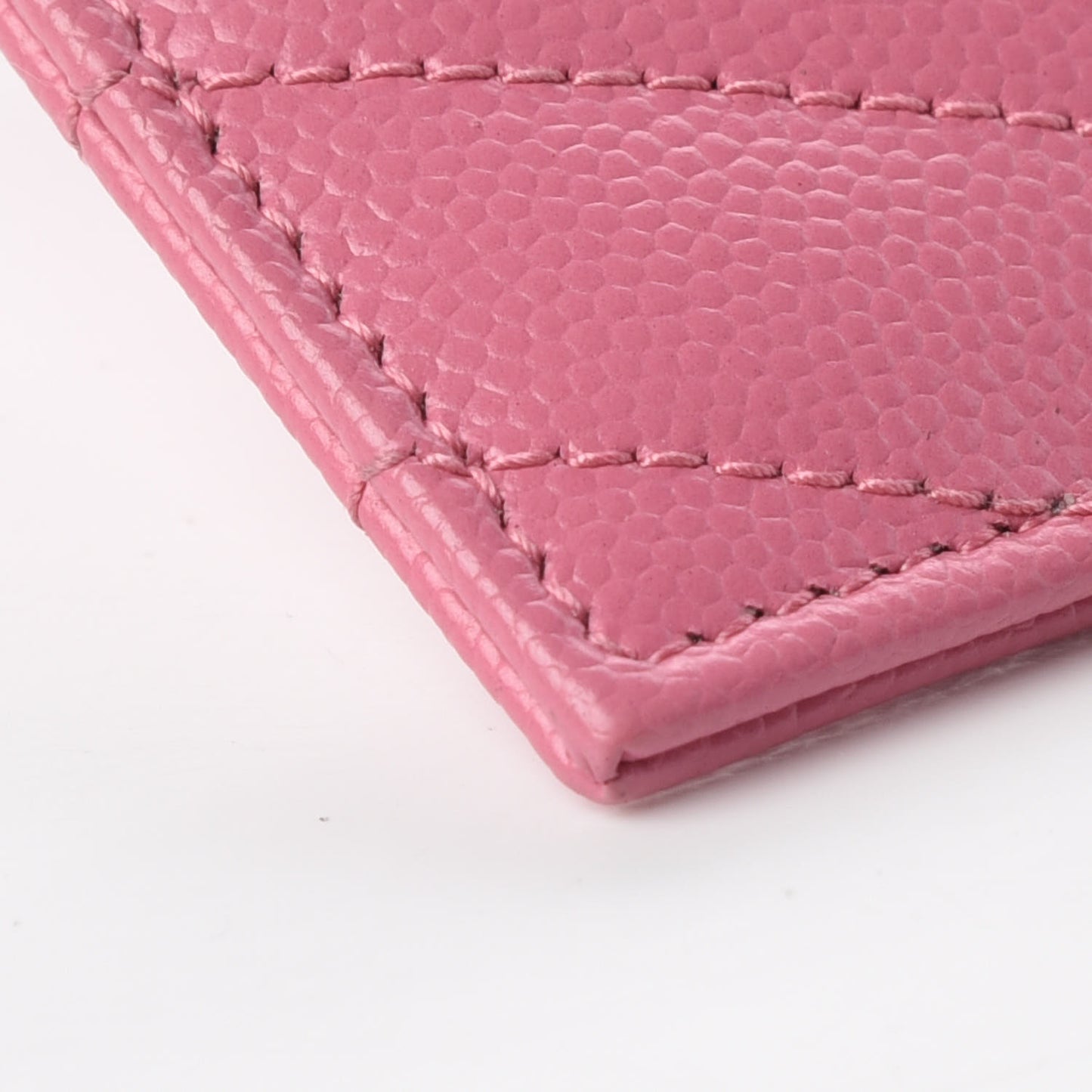 Grain De Poudre Matelasse Chevron Monogram Credit Card Case Indian Pink