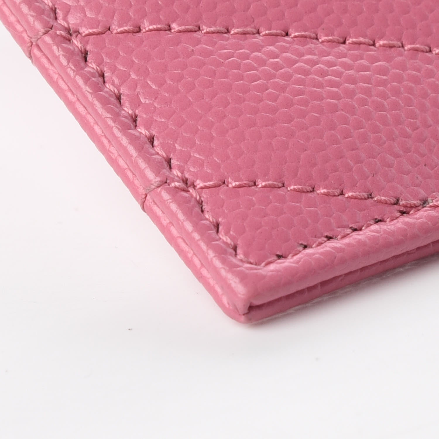 Saint Laurent Grain De Poudre Matelasse Chevron Monogram Credit Card Case Indian Pink 5 of 10