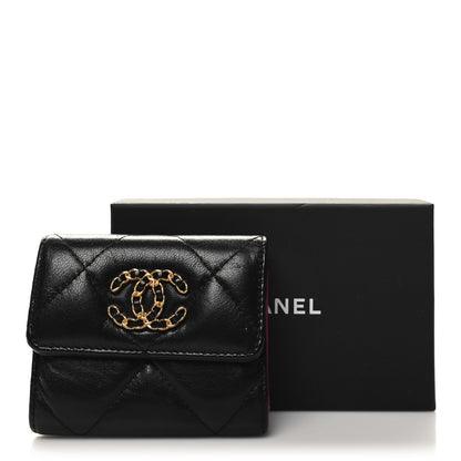 Chanel Lambskin Quilted Chanel 19 Small Flap Wallet Black 3 of 10