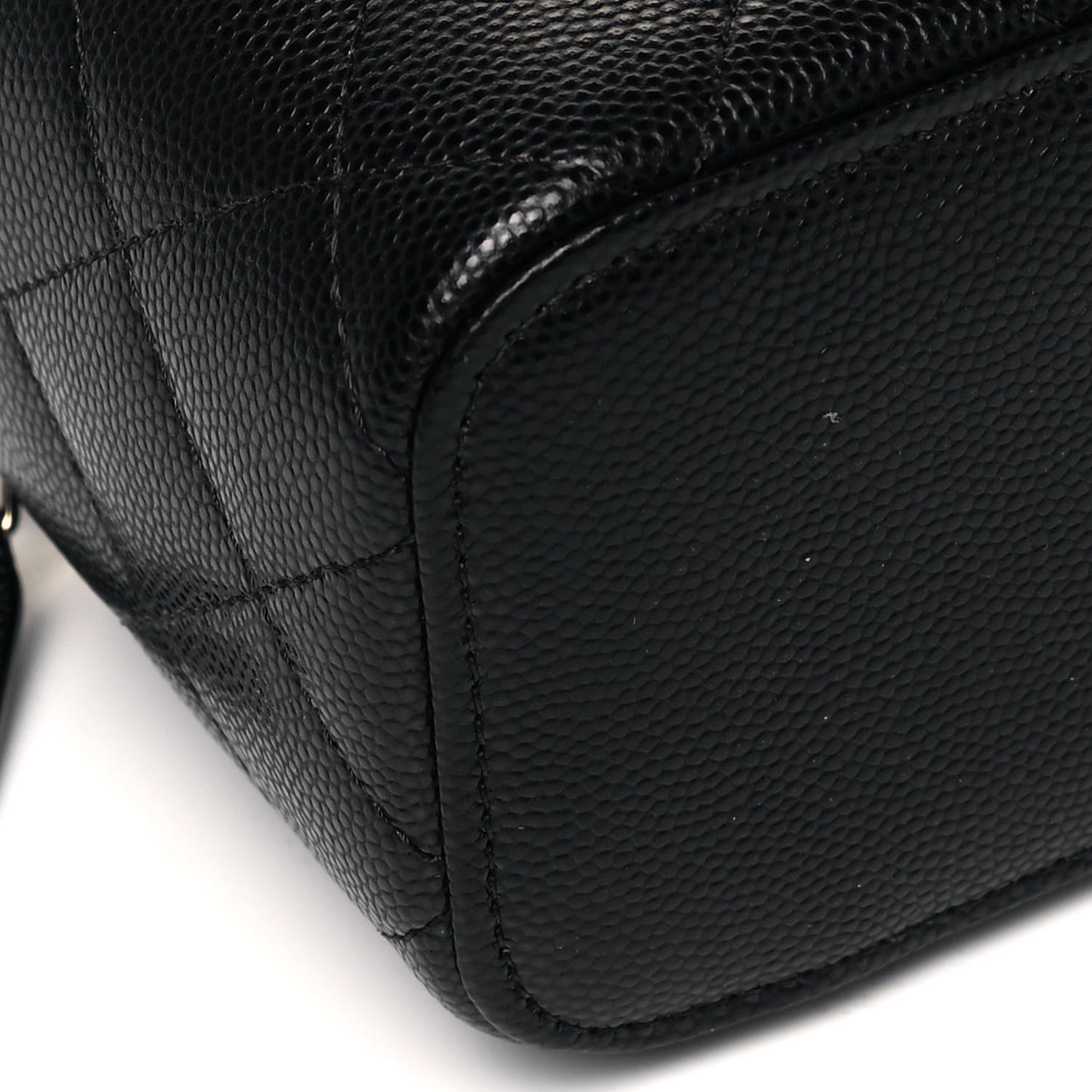 Caviar Quilted Mini Vanity Case With Chain Black