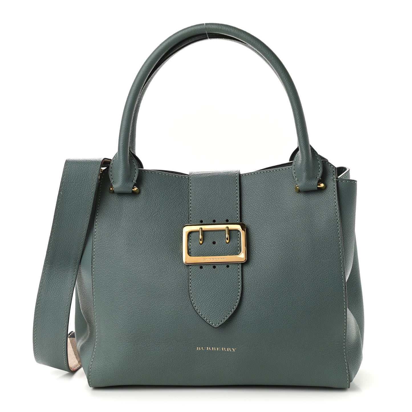 Soft Grain Calfskin Medium Buckle Tote Celadon Blue