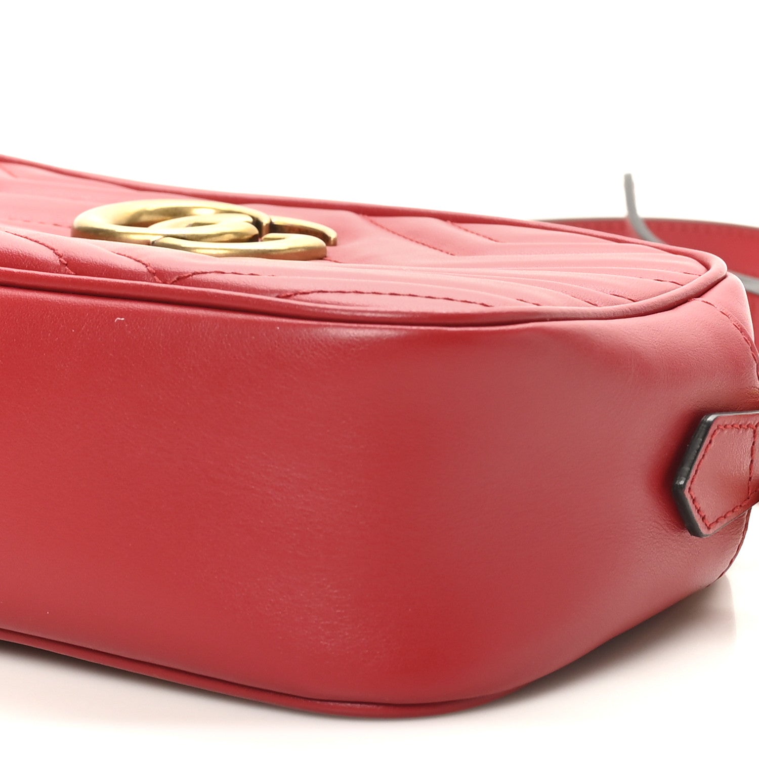 Gucci Calfskin Matelasse Small GG Marmont Chain Shoulder Bag Hibiscus Red 10 of 11