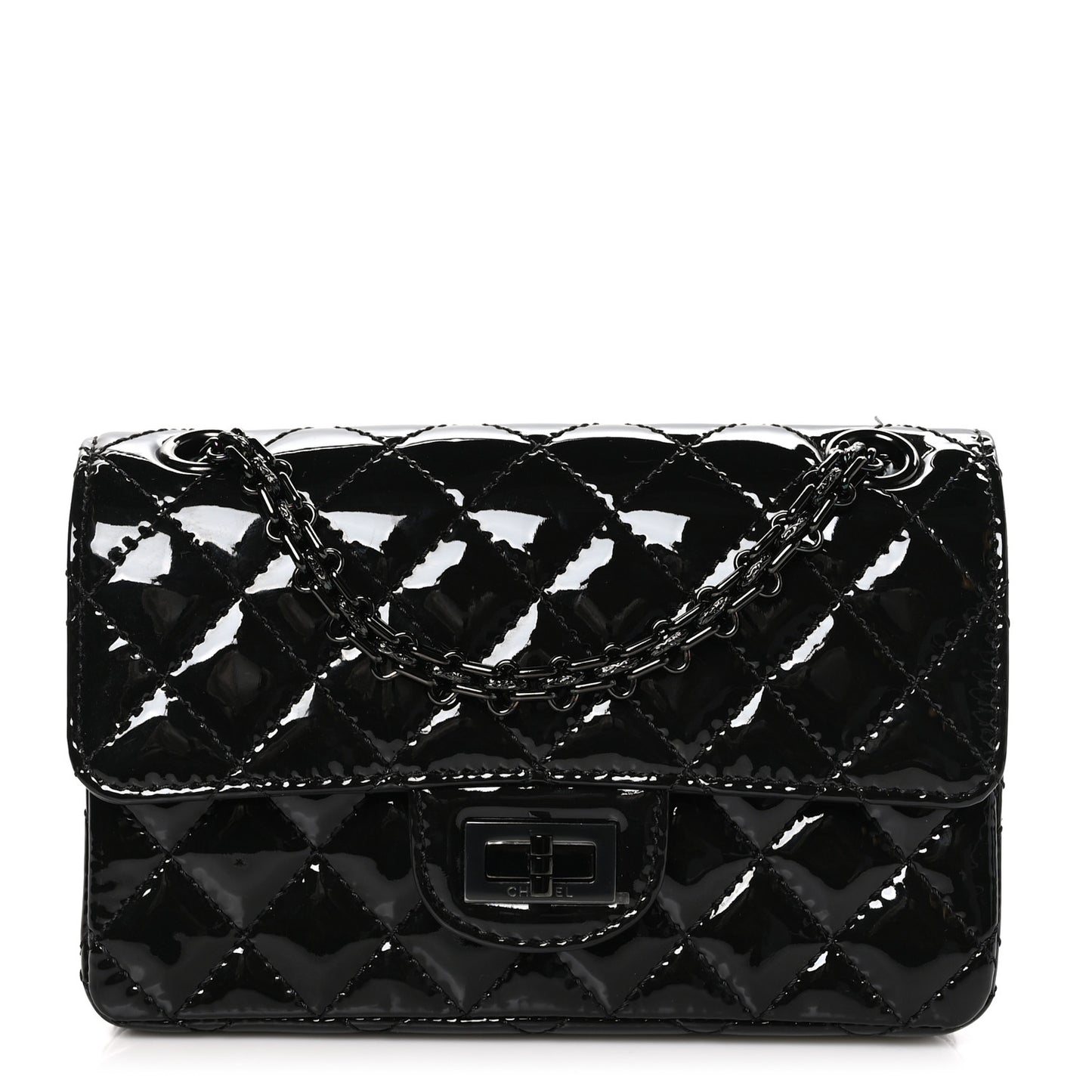 Patent Calfskin Quilted 2.55 Reissue Mini Flap So Black