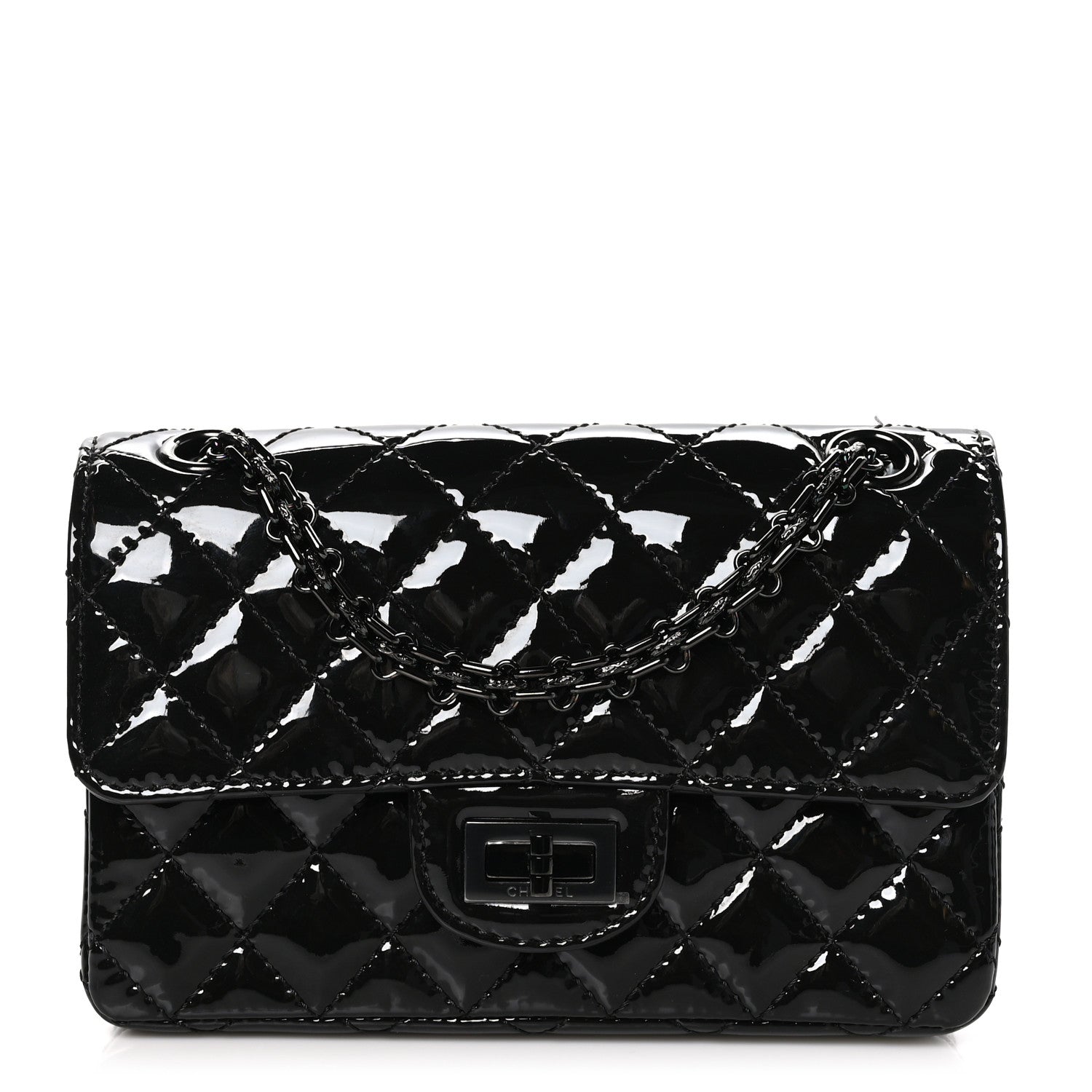 Chanel Patent Calfskin Quilted 2.55 Reissue Mini Flap So Black 1 of 11