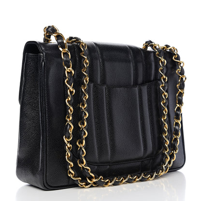Chanel Caviar Vertical Quilted Jumbo Single Flap Black 2 of 14