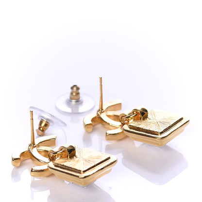 Chanel Crystal CC Square Earrings Gold 4 of 5
