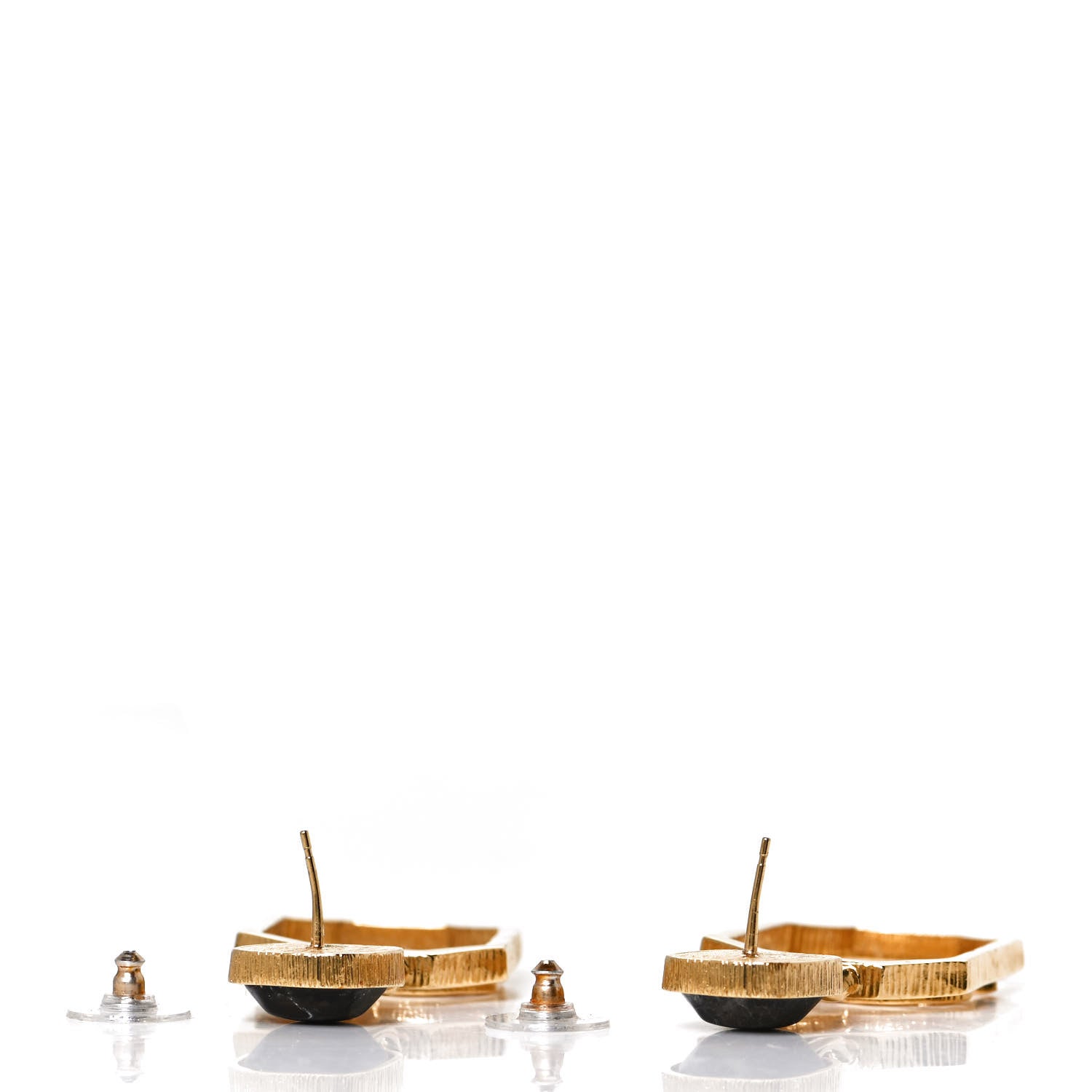 Chanel Metal Natural Stones CC Earrings Gold Black 3 of 5