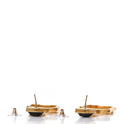 Chanel Metal Natural Stones CC Earrings Gold Black 3 of 5