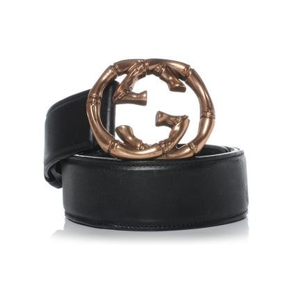 Gucci Leather Bamboo Interlocking G Belt 85 34 Black 8 of 8