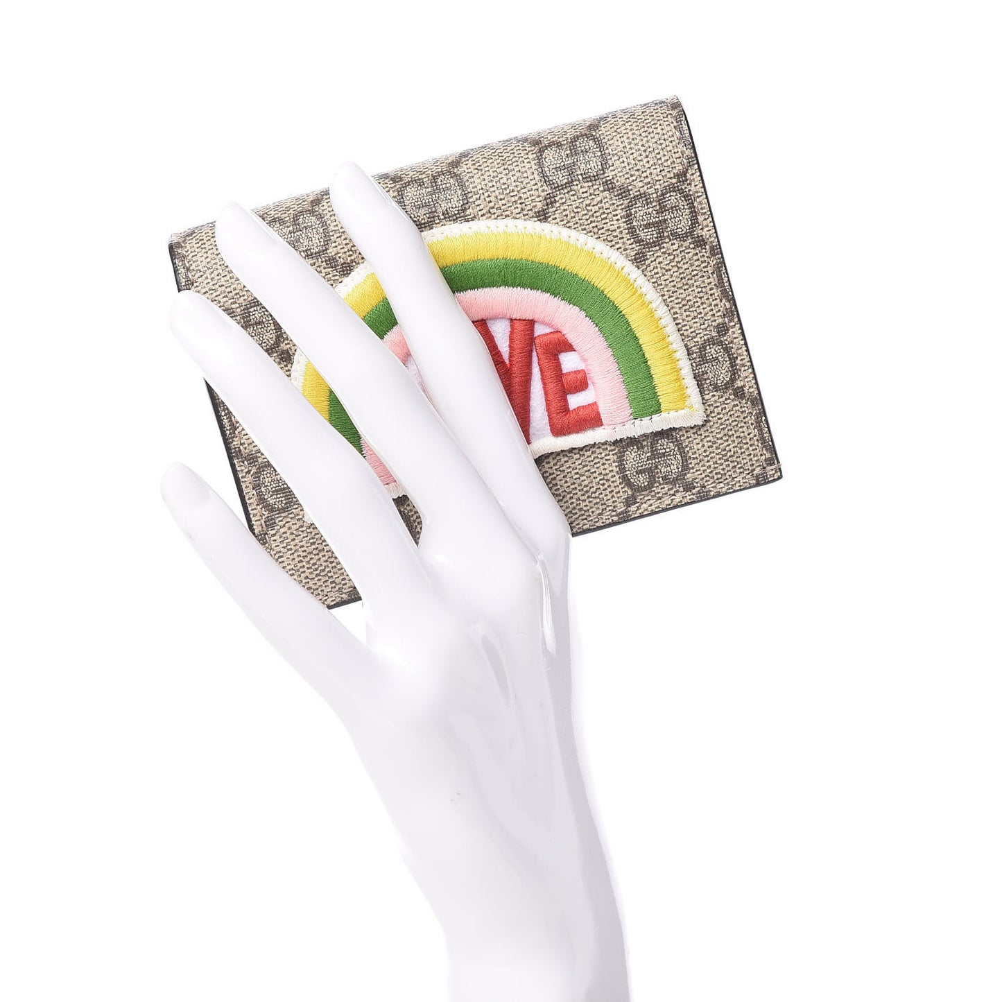 Soft GG Supreme Monogram Rainbow Embroidered Card Case Wallet