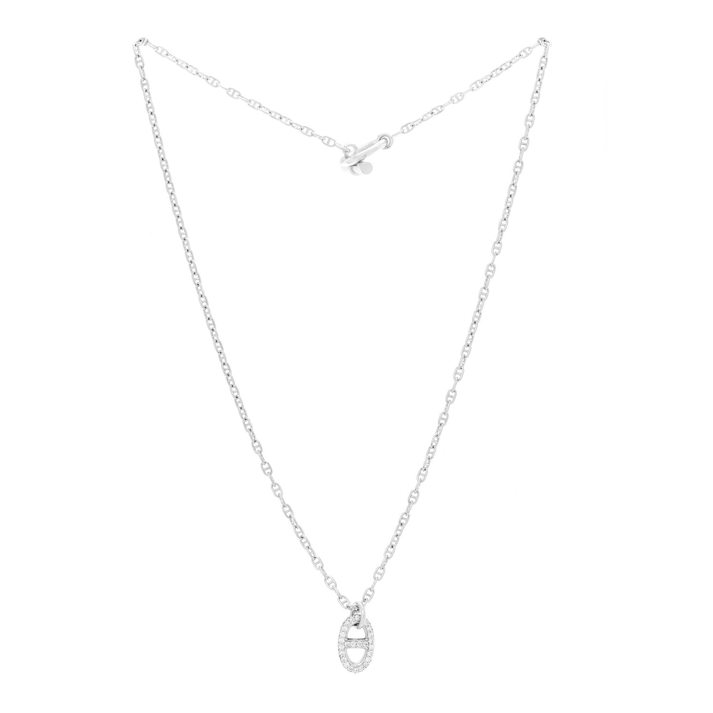 18K White Gold Diamond New Farandole Pendant Necklace ST