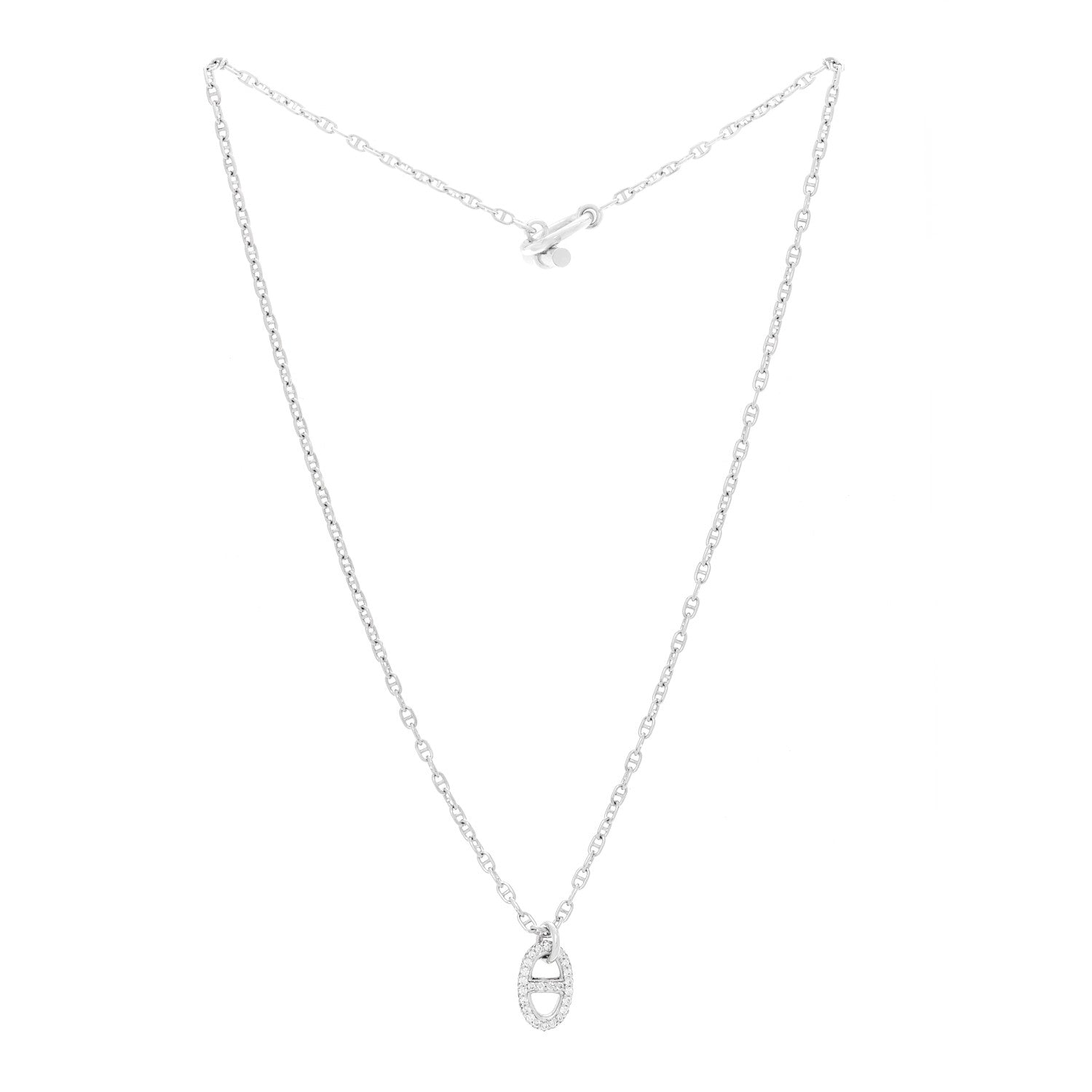 Hermes 18K White Gold Diamond New Farandole Pendant Necklace ST 3 of 5
