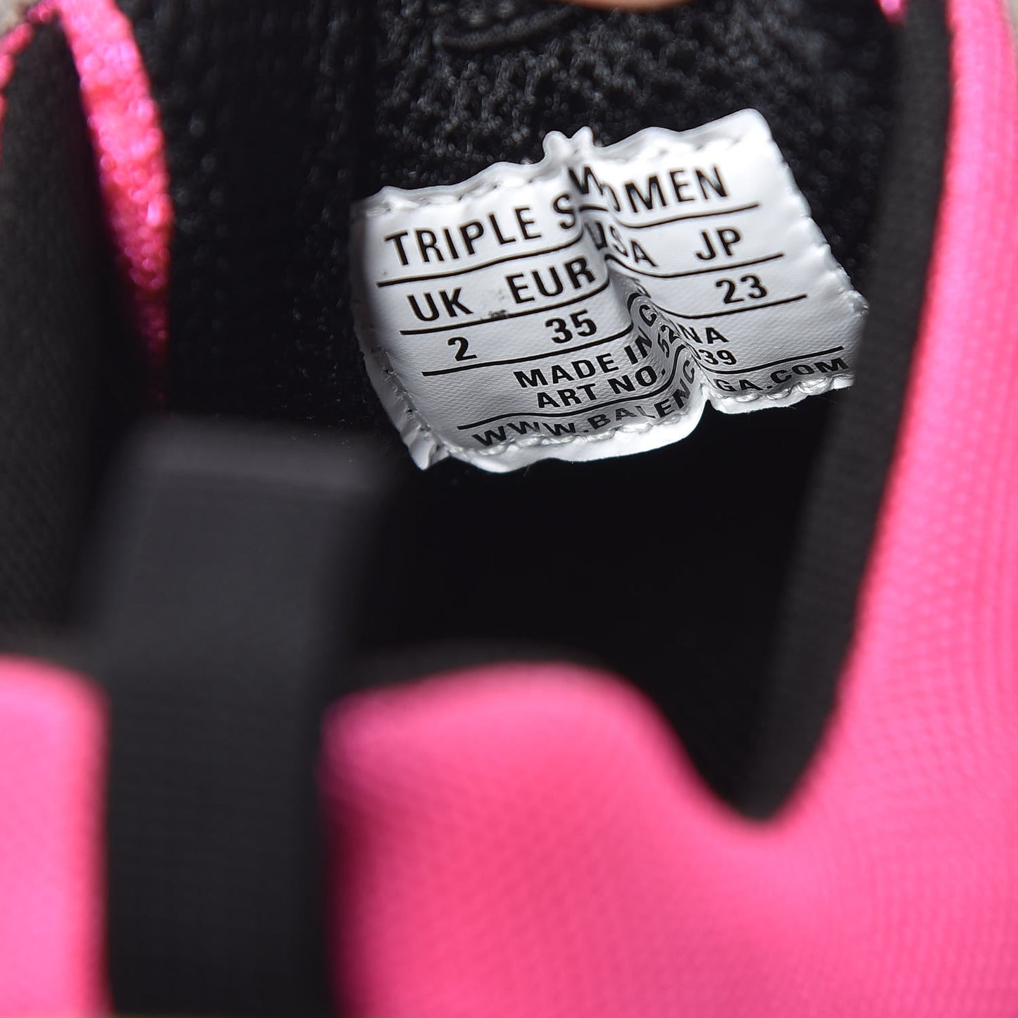 Fabric Mesh Womens Triple S Sneakers 35 Fluo Pink Grey White