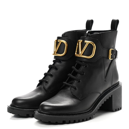 Valentino Garavani Calfskin VLOGO 15/70mm Combat Boots 37 Black 3 of 9