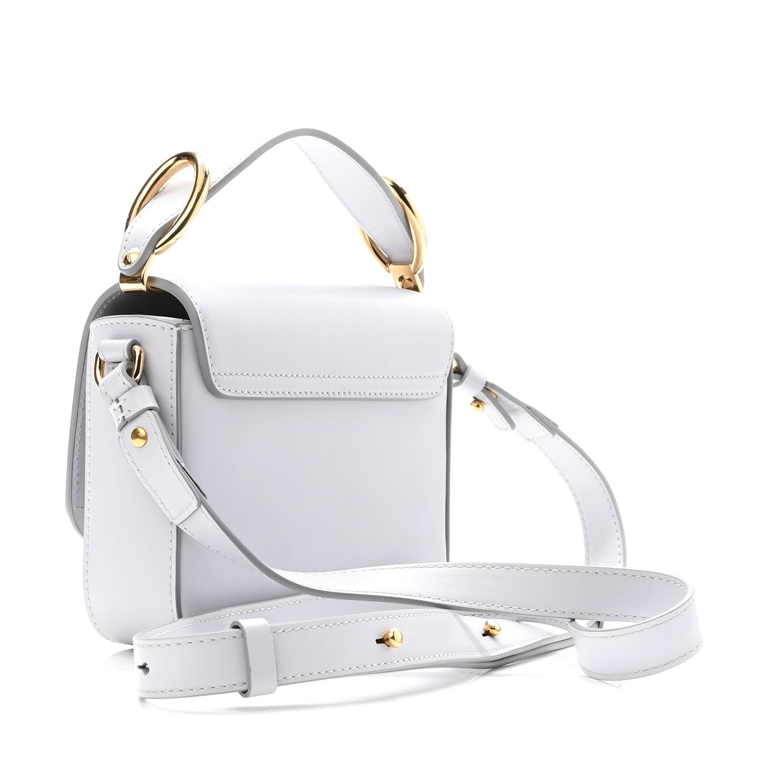 Chloe Shiny Calfskin Suede Mini C Double Carry Brilliant White 3 of 10