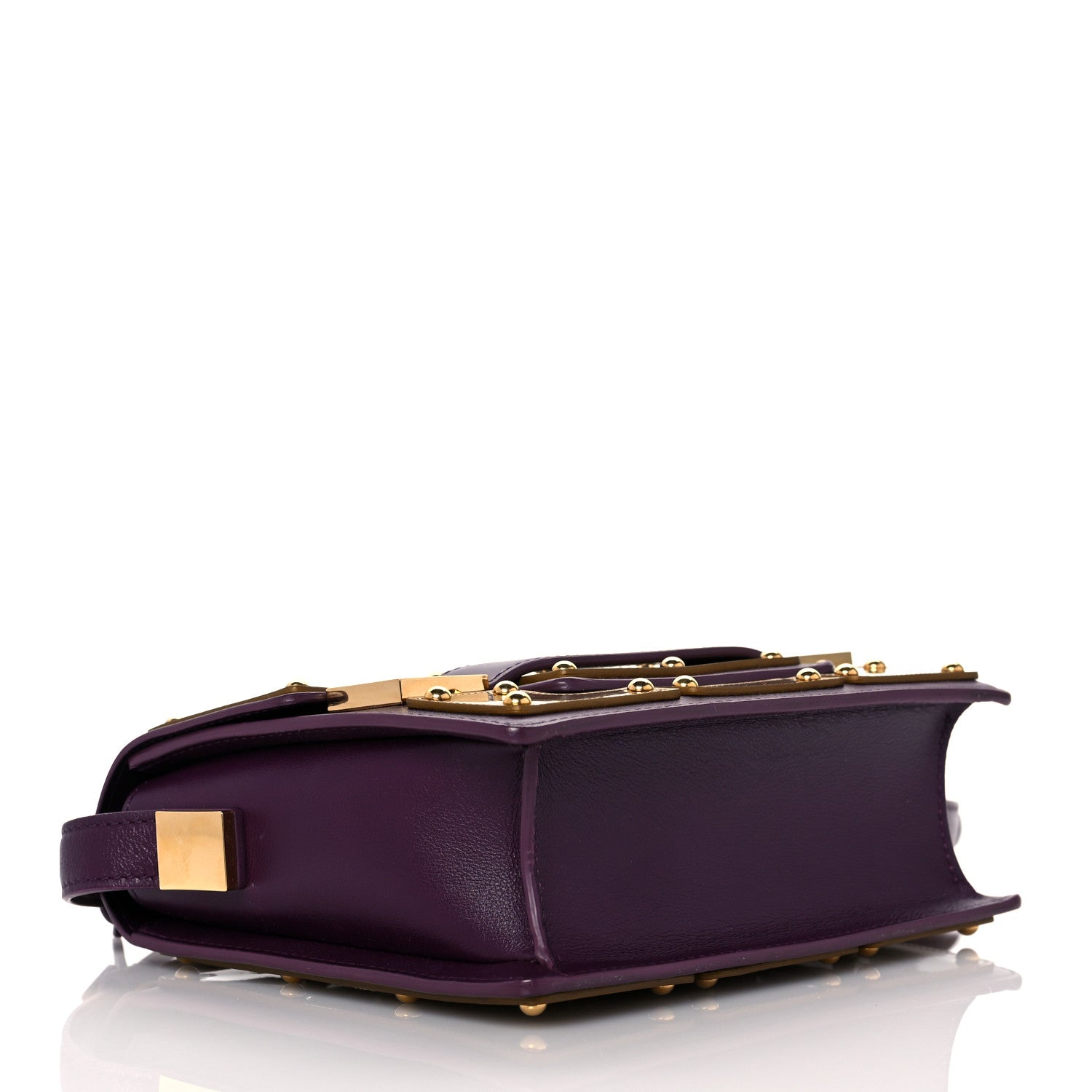 Delvaux Calfskin Mini Iron Shield Madame Crossbody Prune Antique Gold 4 of 11