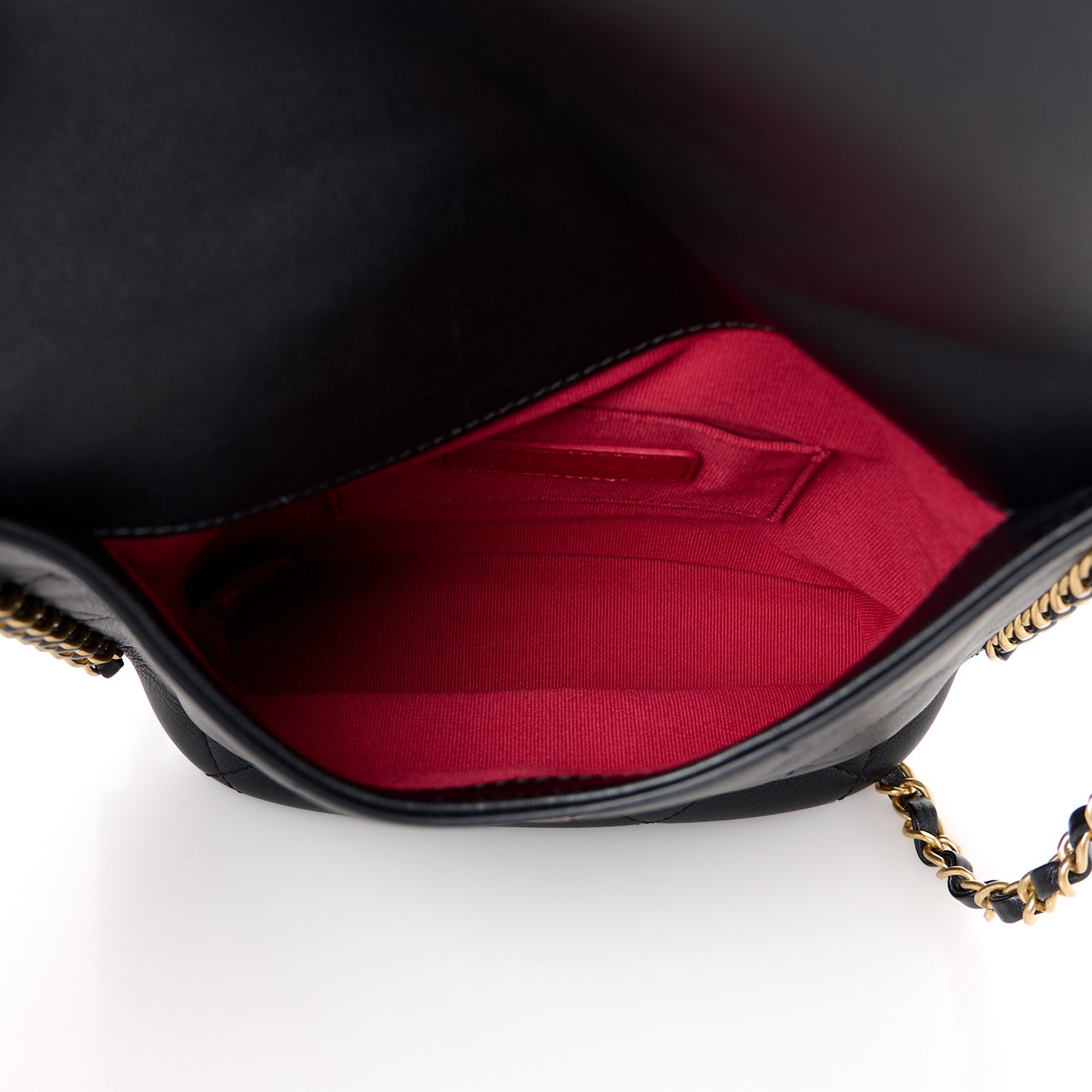 Calfskin Quilted Chain Small Hobo Bag Black