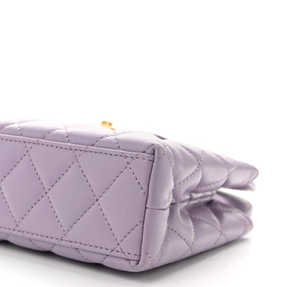Chanel Shiny Aged Calfskin Quilted Nano Kelly Shopper Lilac 10 of 10