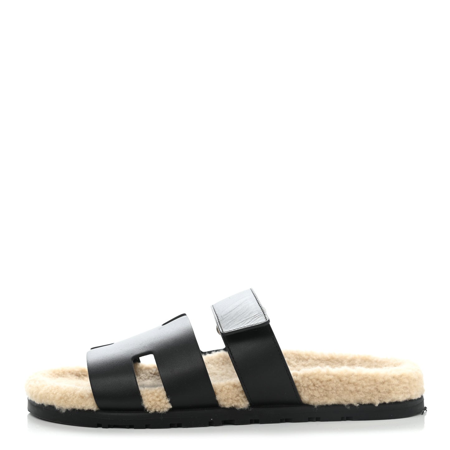 Veau Indios Woolskin Mens Chypre Sandals 42 Black Ecru
