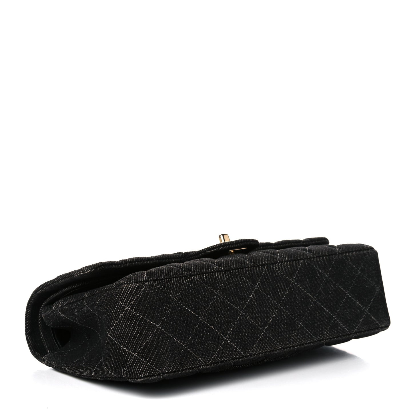 Denim Quilted Medium Double Flap Black