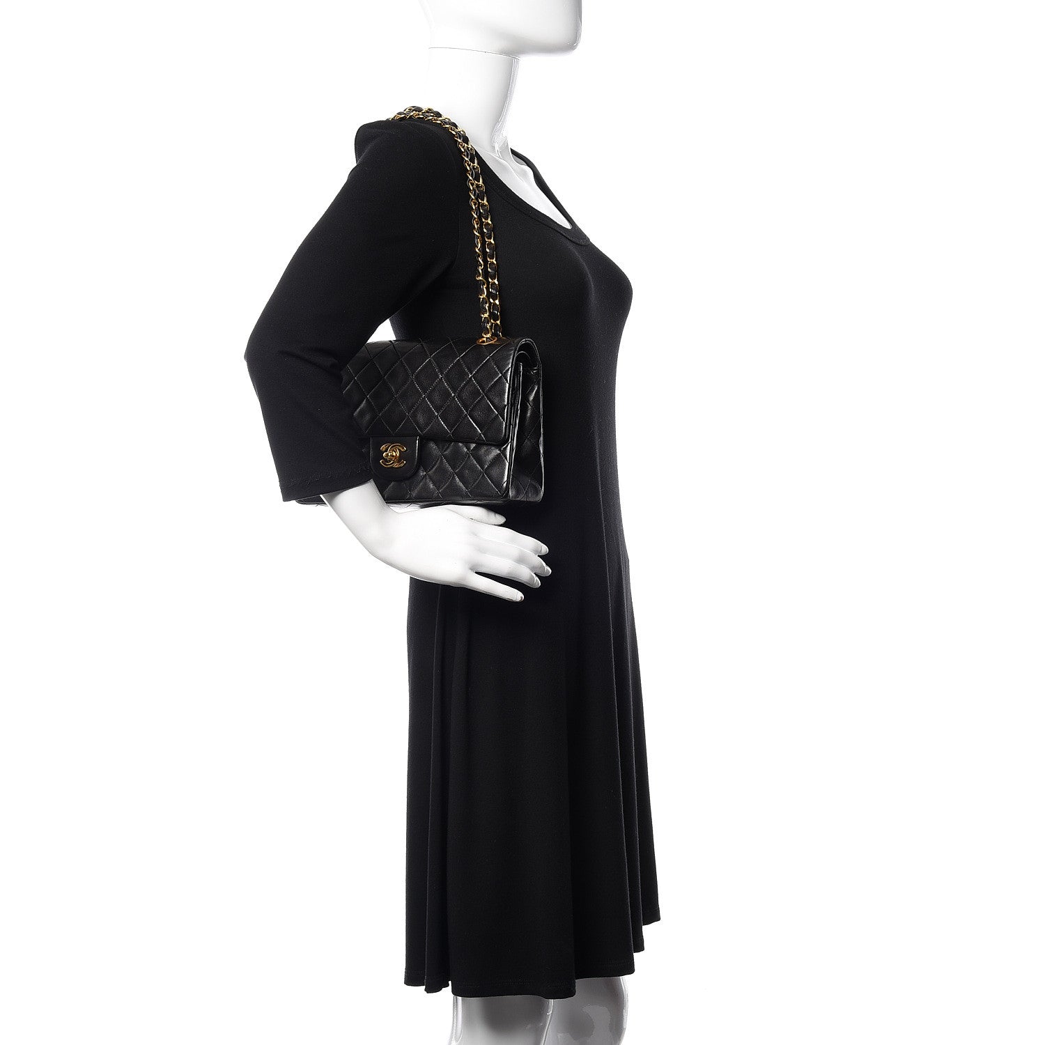 Chanel Lambskin Quilted Medium Double Flap Black 2 of 15