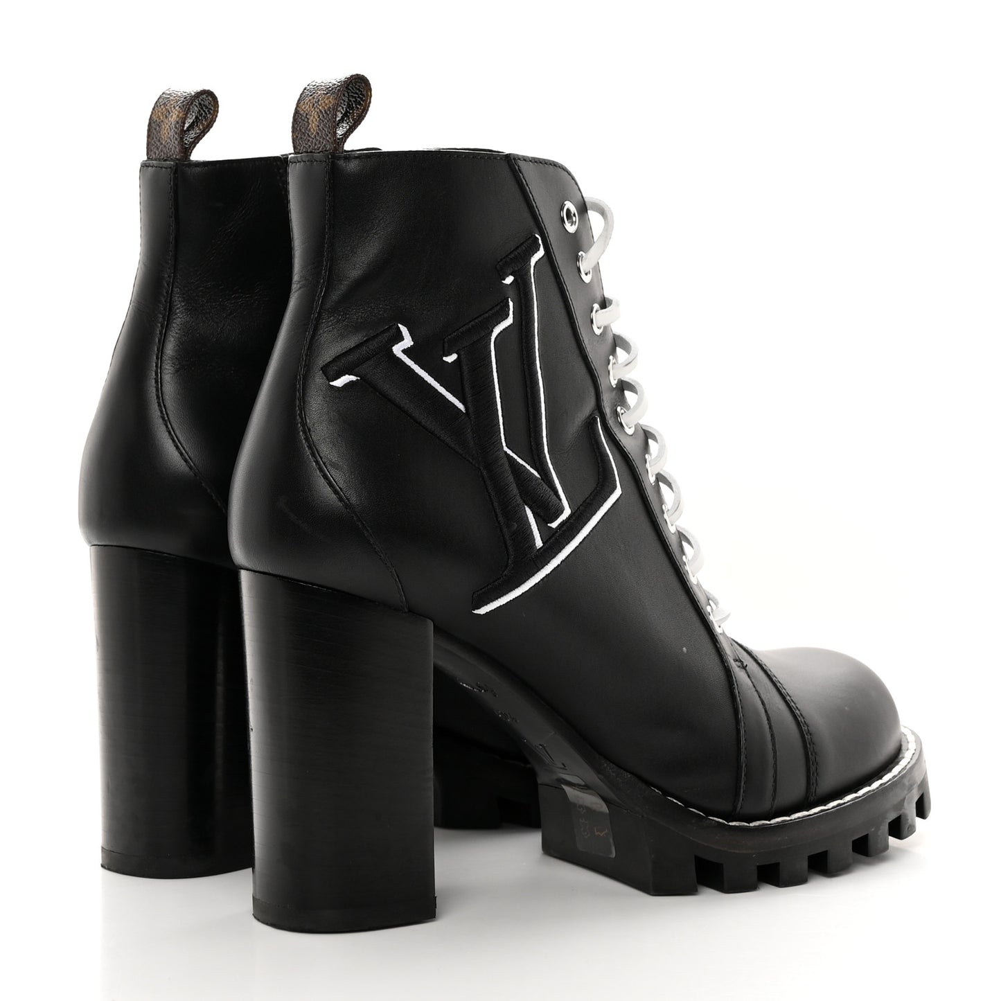 LOUIS VUITTON Calfskin Monogram Star Trail Ankle Boots 40.5 Black