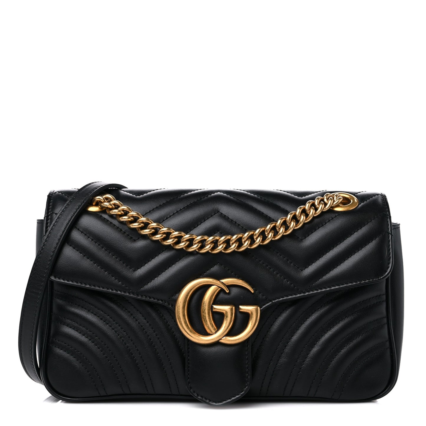 Calfskin Matelasse Small GG Marmont Shoulder Bag Black