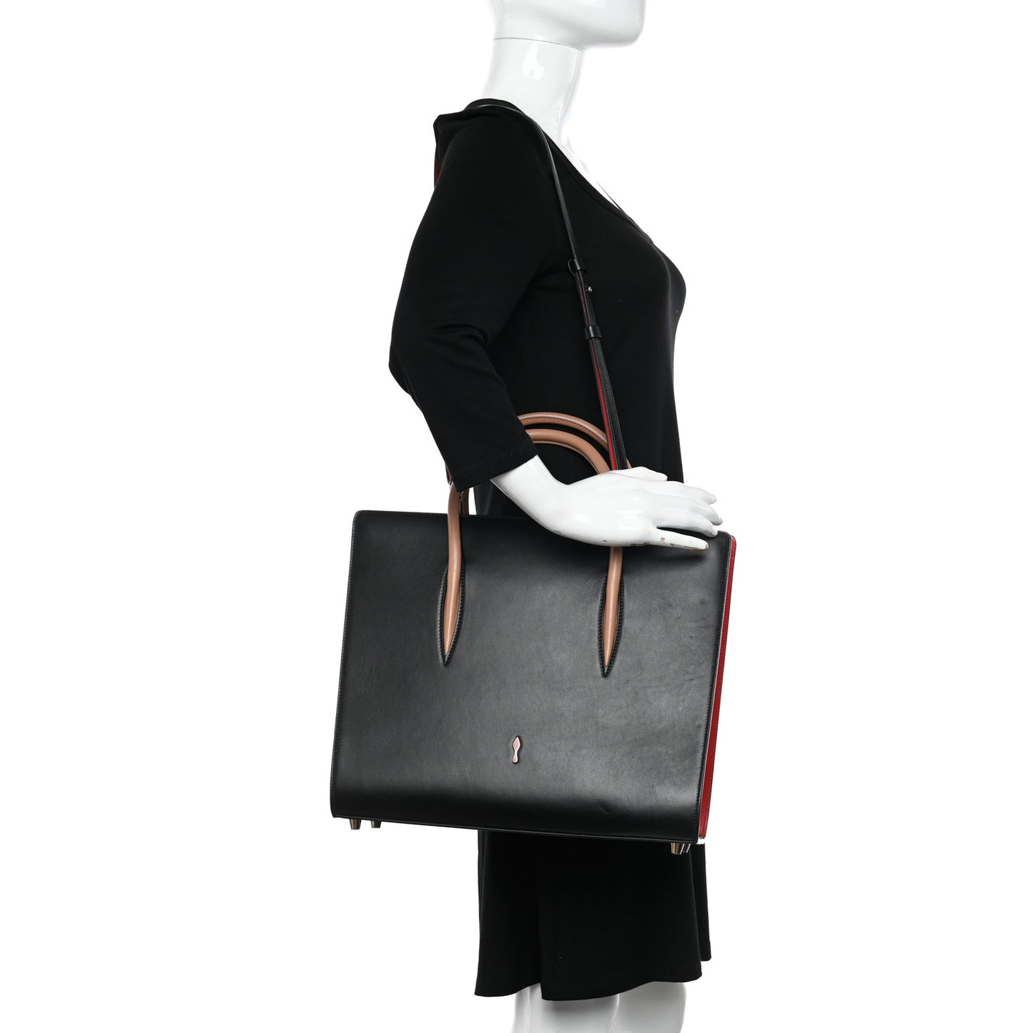 Calfskin Patent Leopard Spiked Large Paloma Black