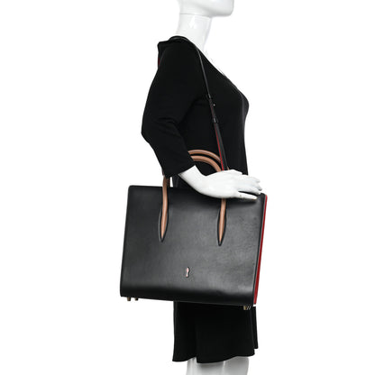 Christian Louboutin Calfskin Patent Leopard Spiked Large Paloma Black 2 of 10