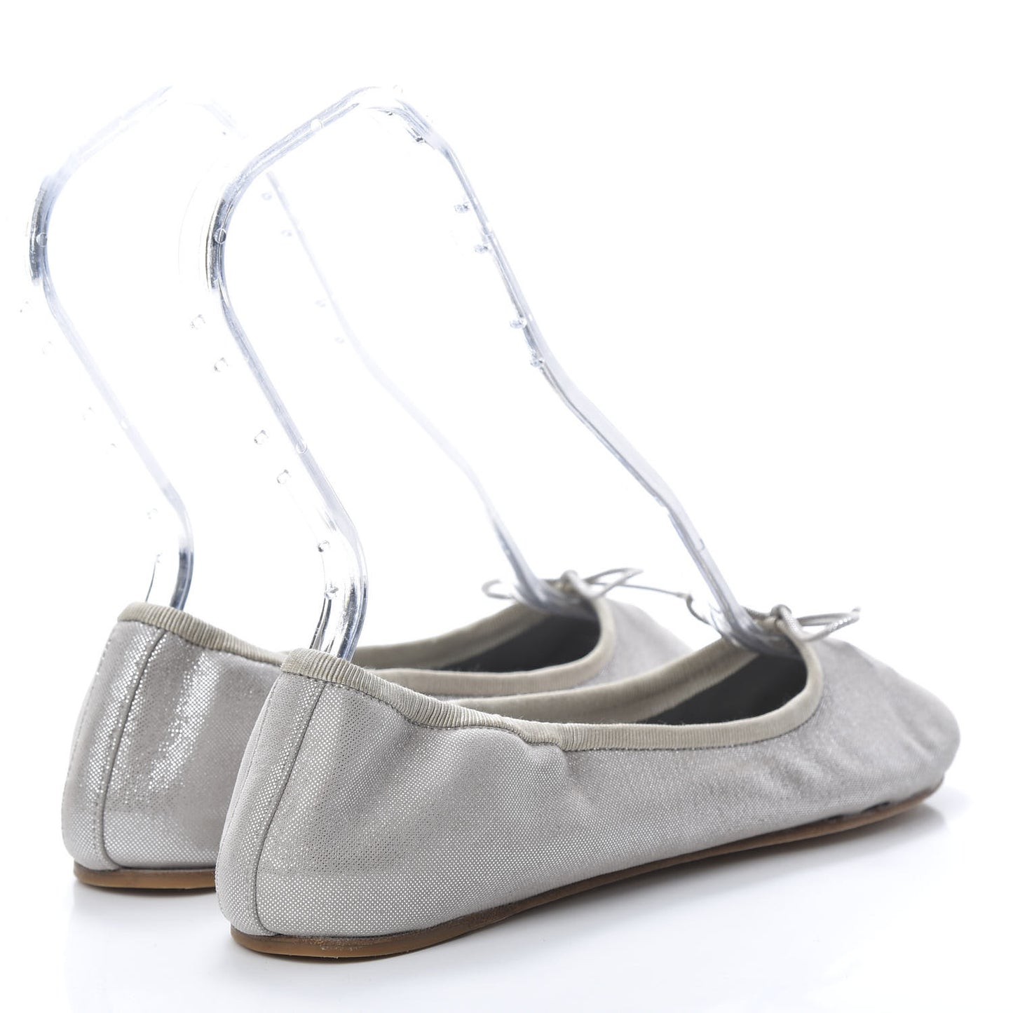 Metallic Fabric CC Elastic Ballerina Flats 37 Silver