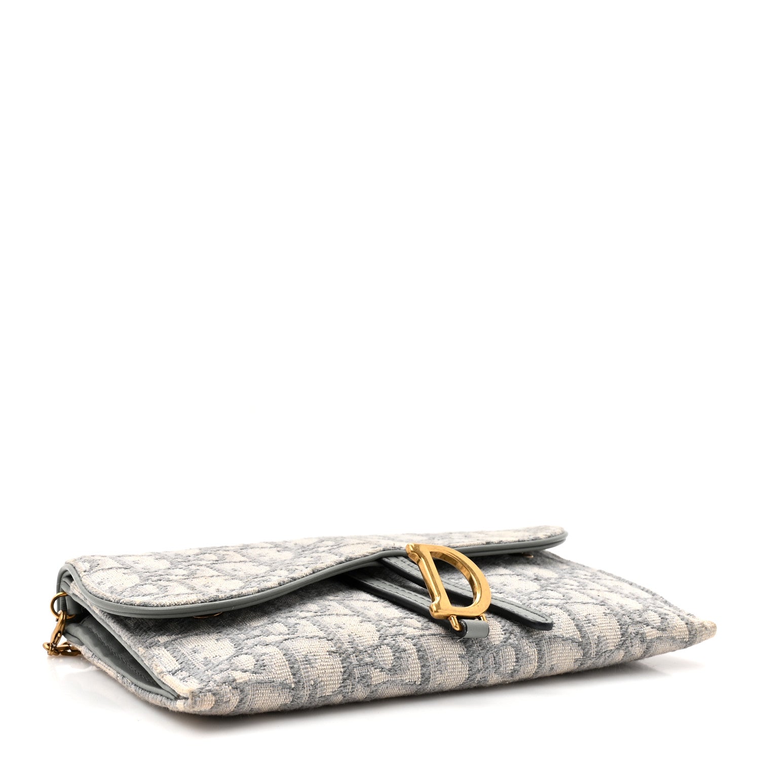 Christian Dior Oblique Saddle Chain Long Wallet Grey 5 of 12