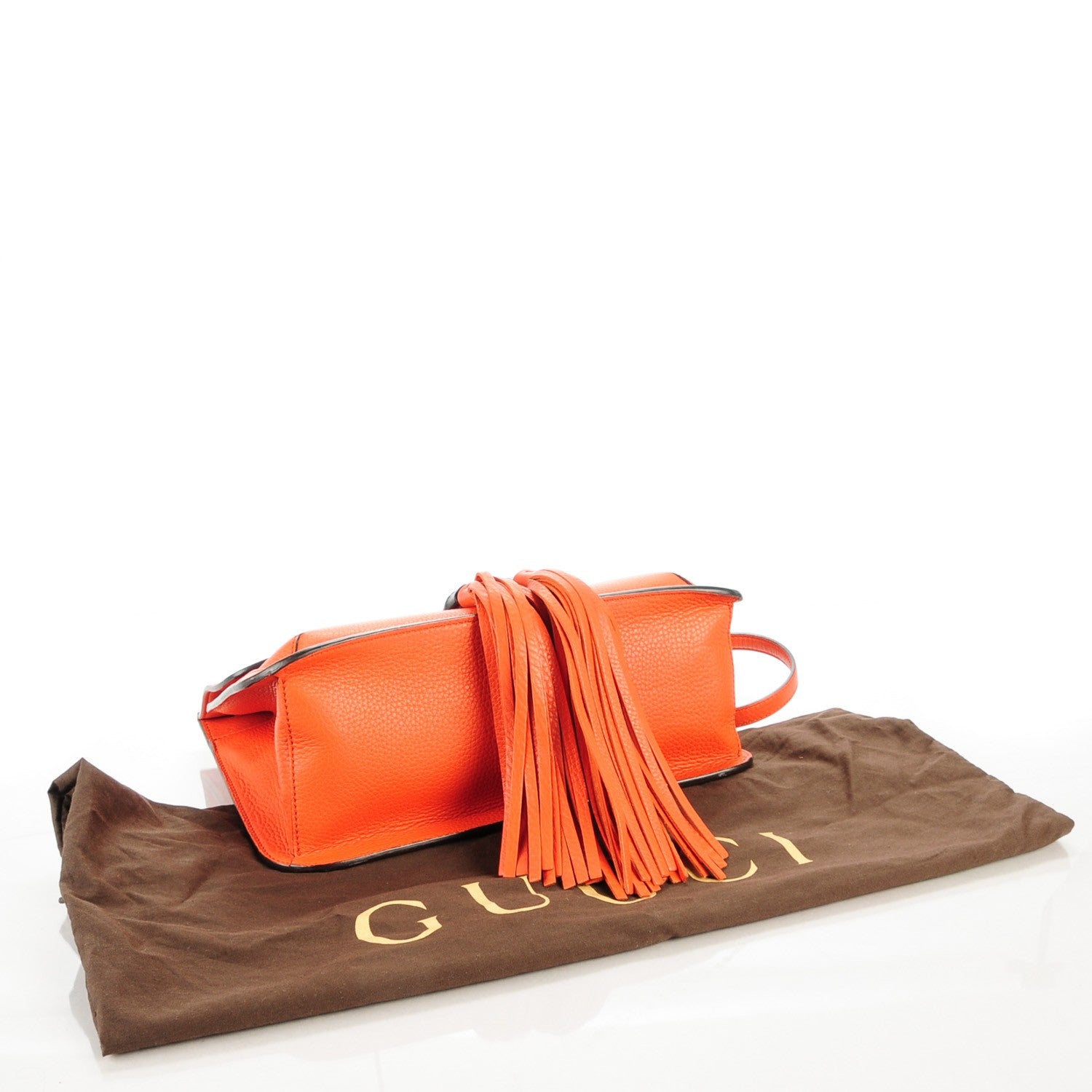 Gucci Cellarius Calfskin Medium Bamboo Daily Flap Shoulder Bag New Dark Orange 4 of 6