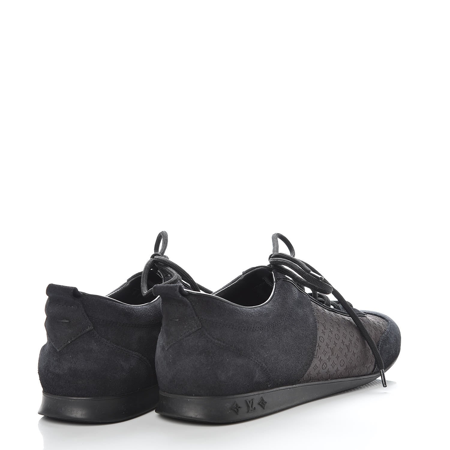 Louis Vuitton Suede Monogram Embossed Sneakers 38.5 Black 4 of 11