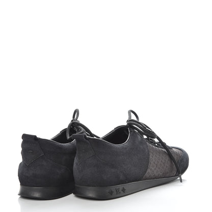 Louis Vuitton Suede Monogram Embossed Sneakers 38.5 Black 4 of 11