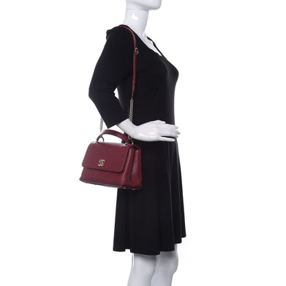 Chanel Grained Calfskin Small Chevron Chic Top Handle Flap Red 2 of 10
