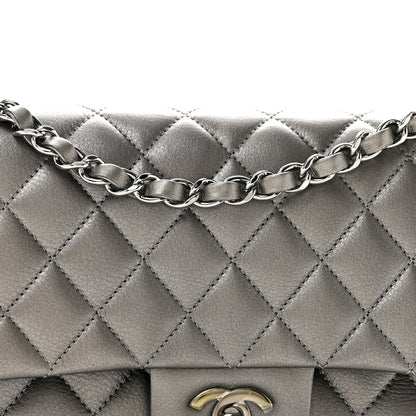 Chanel Metallic Calfskin Quilted Medium Double Flap Ruthenium 8 of 11