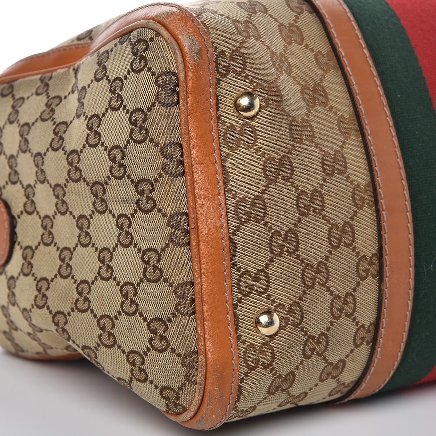 Gucci Monogram Vintage Web Medium Boston Tobacco 12 of 17