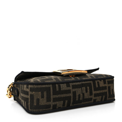 Fendi Fabric Jacquard FF 1974 Mini Baguette Tobacco Moro Black 4 of 11
