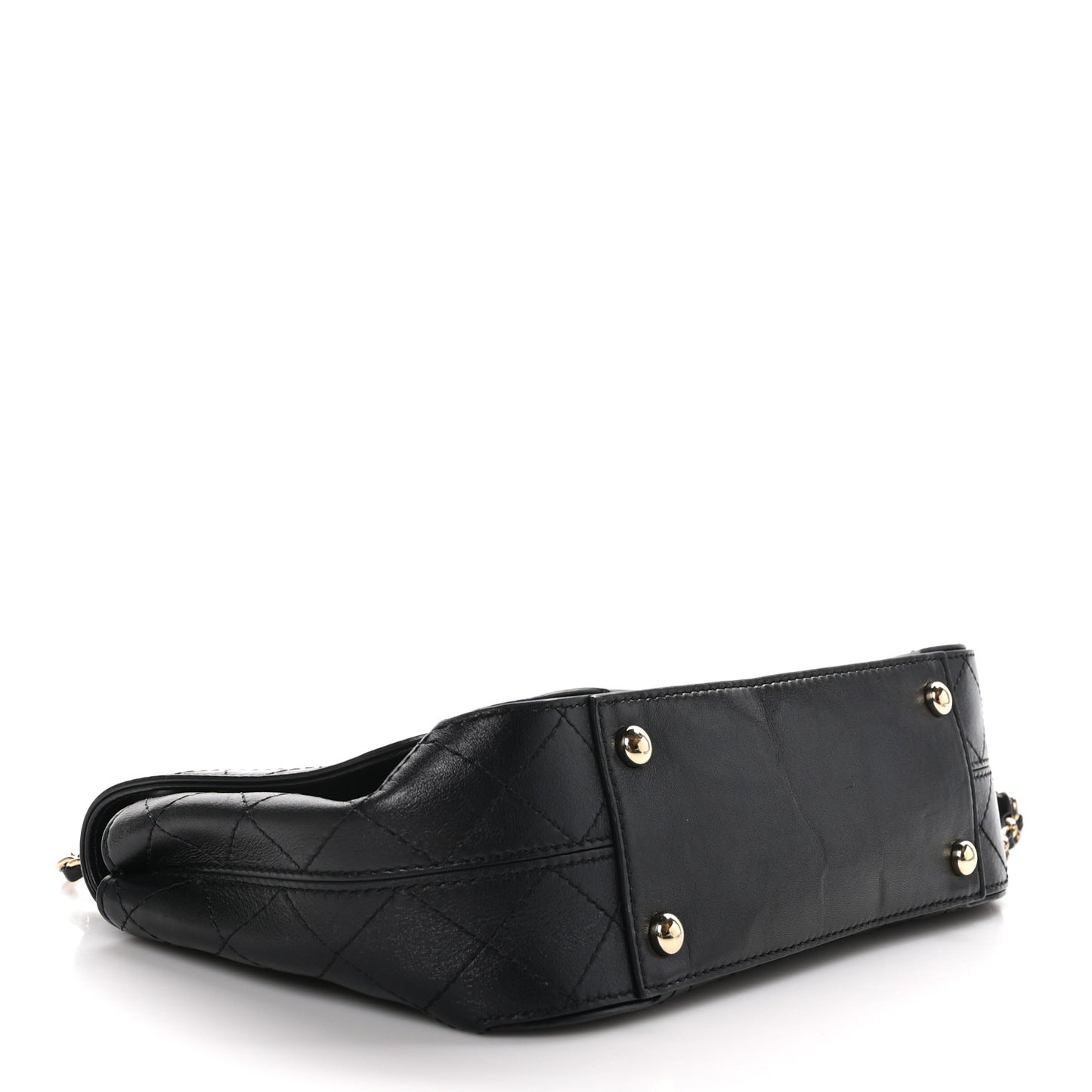 Calfskin Stitched Medium Covered CC Flap Bag Black