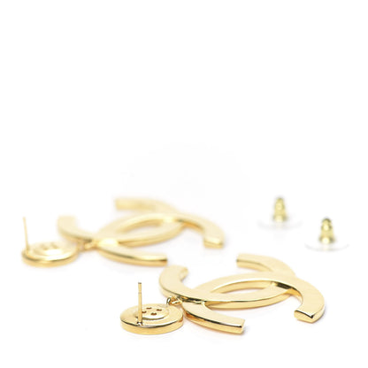 Chanel Metal Large Paris Button Earrings Gold 3 of 4