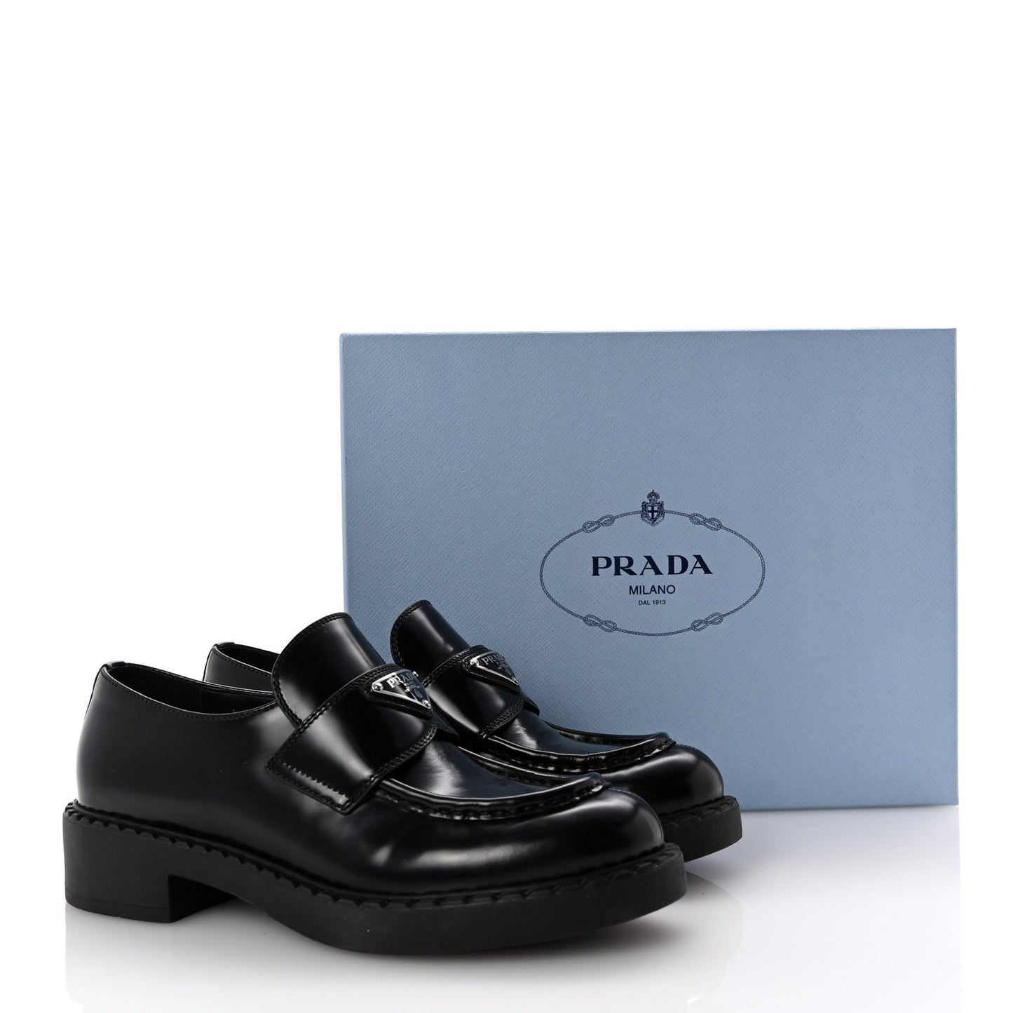 Spazzolato Metal Triangle Logo 50mm Loafers 39 Black