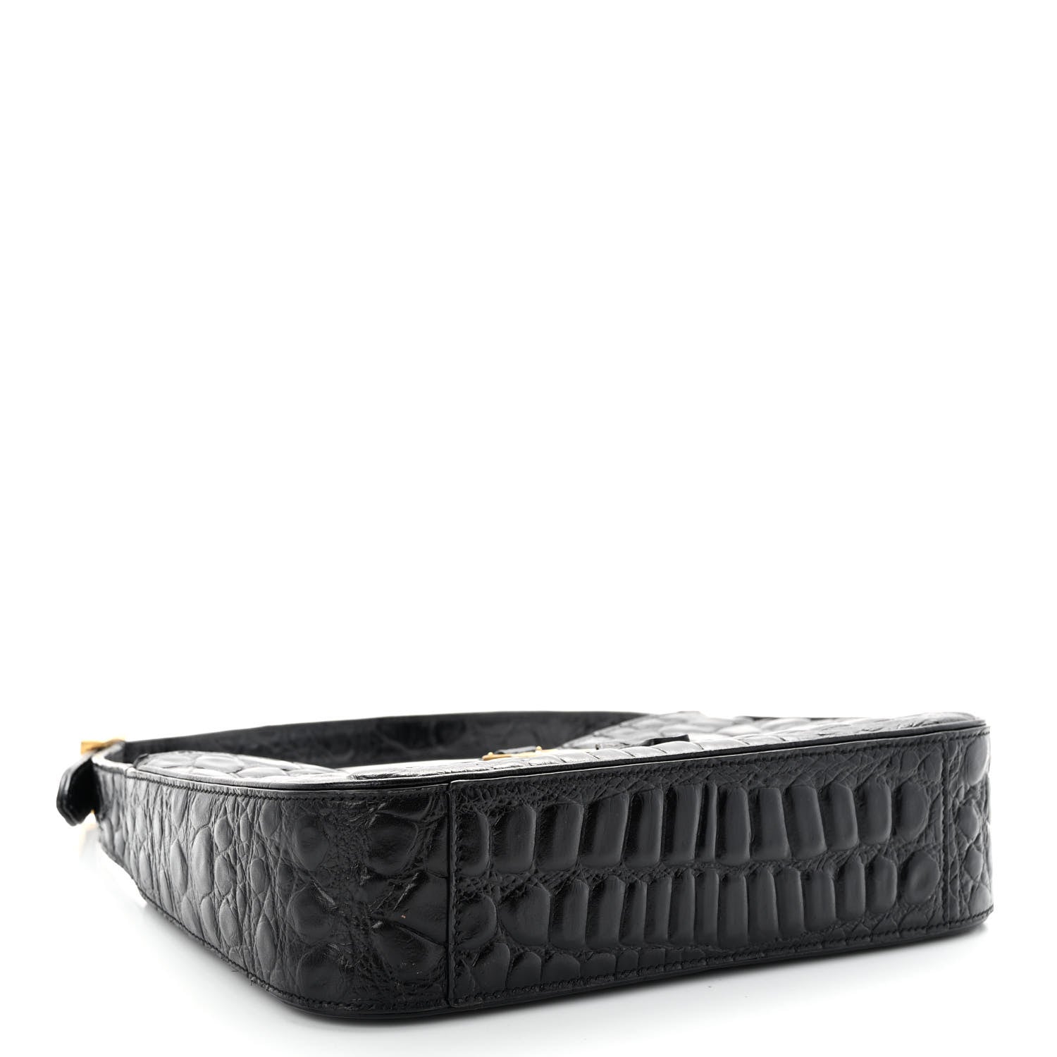 Saint Laurent Calfskin Crocodile Embossed LE 5 A 7 Hobo Black 4 of 9