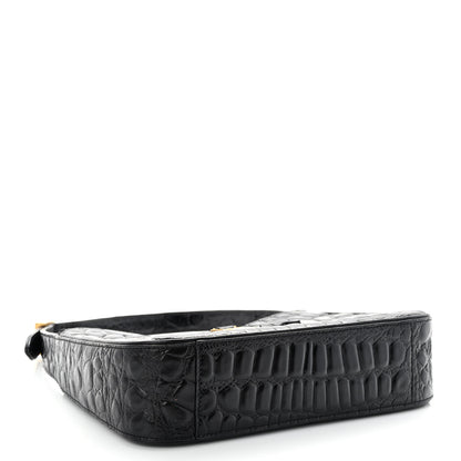 Saint Laurent Calfskin Crocodile Embossed LE 5 A 7 Hobo Black 4 of 9