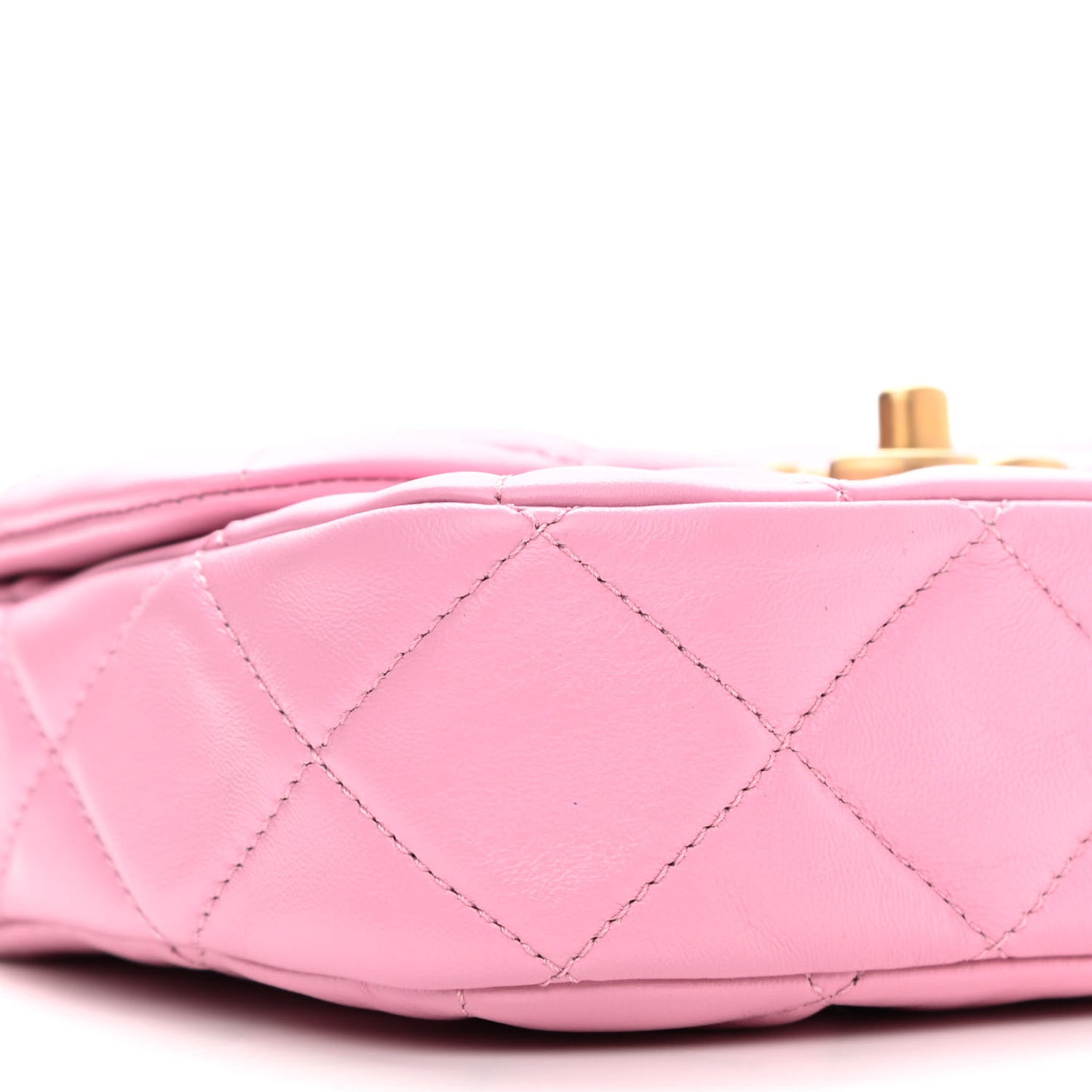 Lambskin Quilted Mini Lacquered Chain Flap Pink