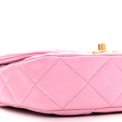 Chanel Lambskin Quilted Mini Lacquered Chain Flap Pink 9 of 11
